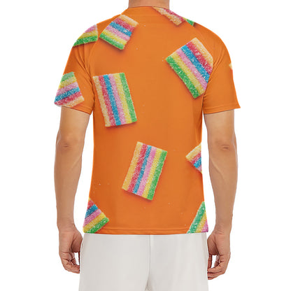 Colorful Gummy Print Men's Short Sleeve Rash Guard