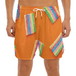 Colorful Gummy Print Men's Split Running Shorts