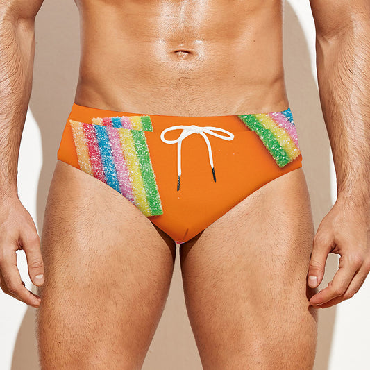 Colorful Gummy Print Men's Swim Briefs