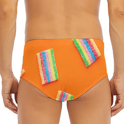Colorful Gummy Print Men's Triangle Swim Briefs