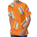Colorful Gummy Print Men's Velvet T-Shirt