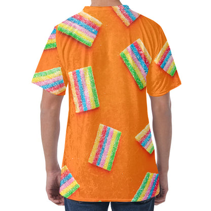 Colorful Gummy Print Men's Velvet T-Shirt