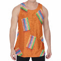 Colorful Gummy Print Men's Velvet Tank Top