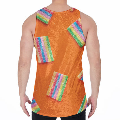 Colorful Gummy Print Men's Velvet Tank Top