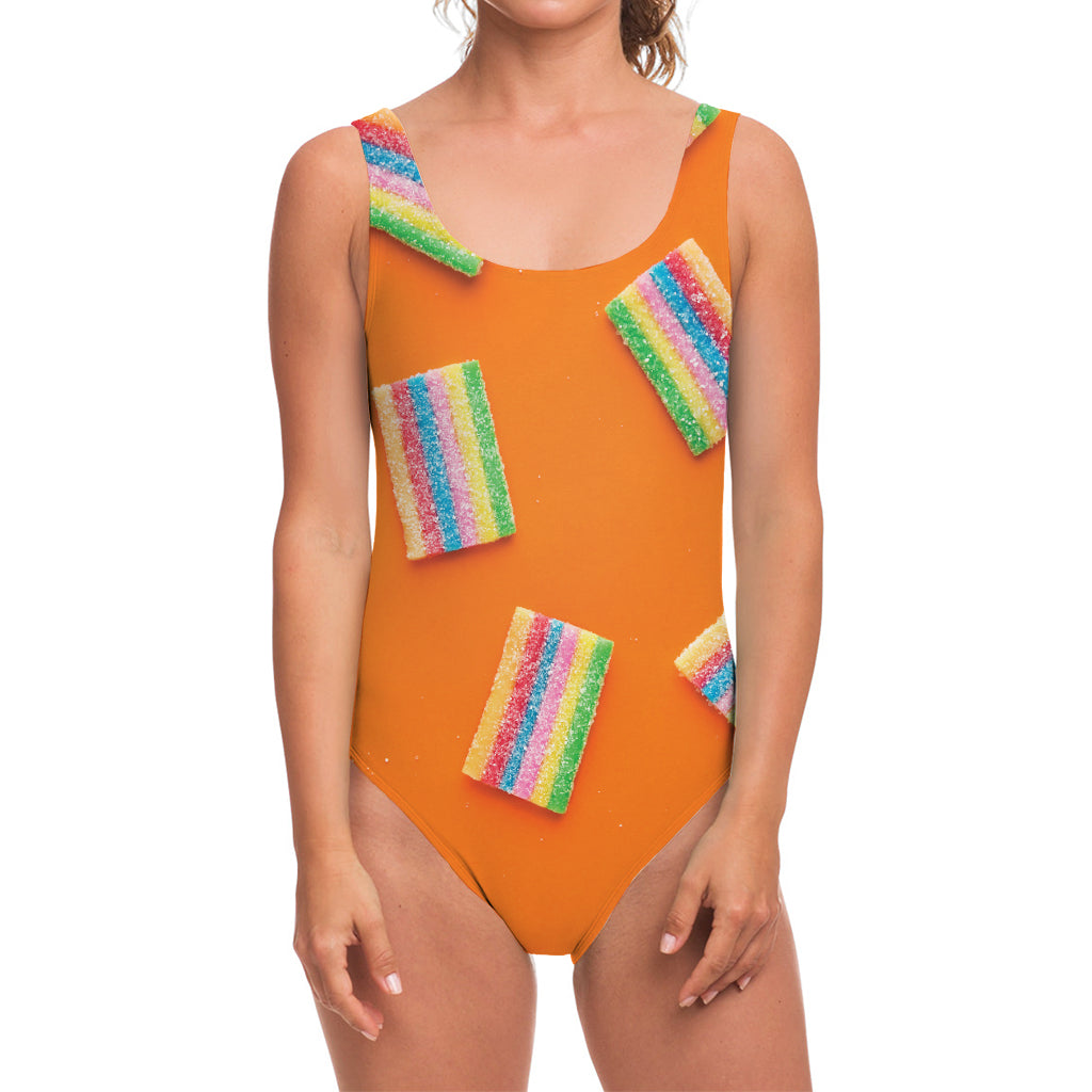 Colorful Gummy Print One Piece Swimsuit