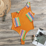Colorful Gummy Print One Shoulder Bodysuit