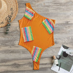 Colorful Gummy Print One Shoulder Bodysuit