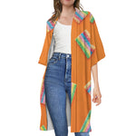 Colorful Gummy Print Open Front Beach Cover Up