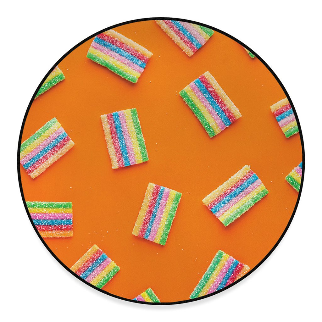 Colorful Gummy Print Round Floor Mat