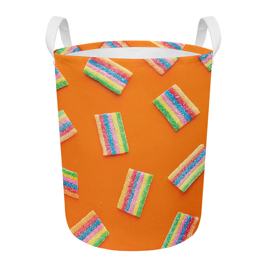 Colorful Gummy Print Round Laundry Basket