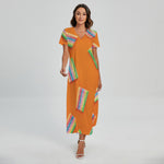 Colorful Gummy Print Short Sleeve Maxi Dress