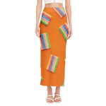 Colorful Gummy Print Side Slit Maxi Skirt