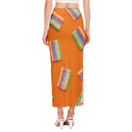 Colorful Gummy Print Side Slit Maxi Skirt