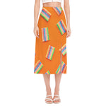 Colorful Gummy Print Side Slit Midi Skirt