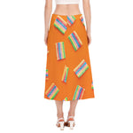 Colorful Gummy Print Side Slit Midi Skirt