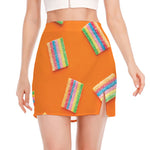 Colorful Gummy Print Side Slit Mini Skirt
