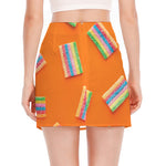 Colorful Gummy Print Side Slit Mini Skirt