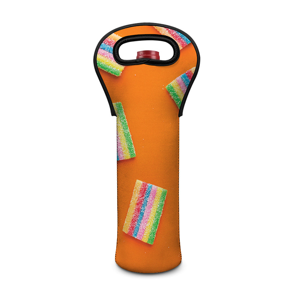 Colorful Gummy Print Single Neoprene Wine Tote