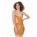 Colorful Gummy Print Sleeveless Bodycon Dress