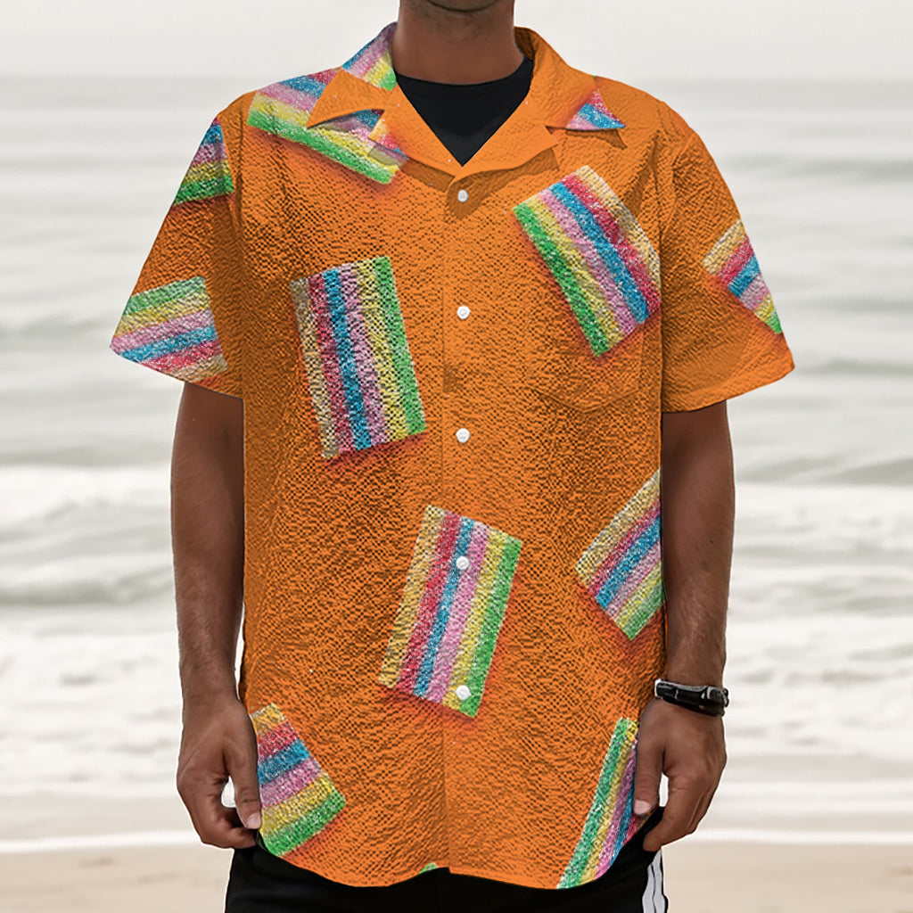 Colorful Gummy Print Textured Short Sleeve Shirt