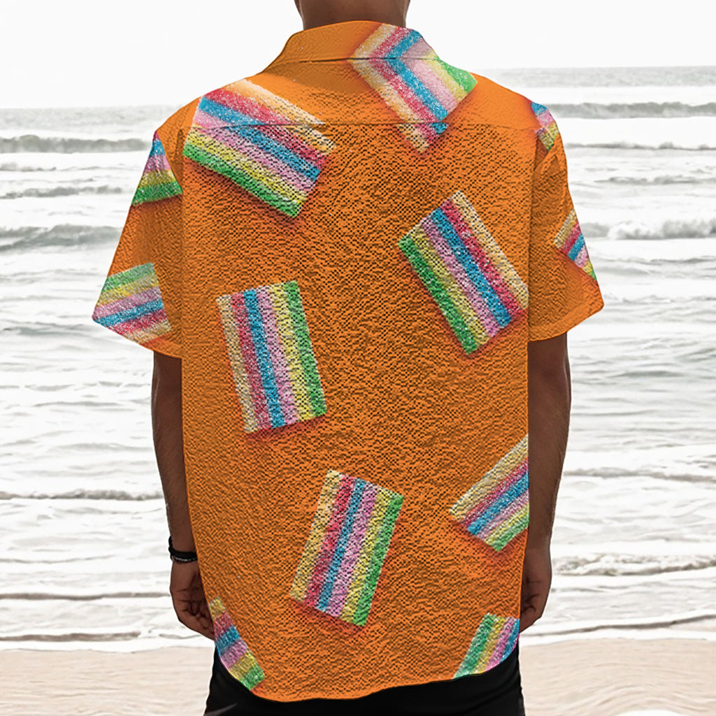 Colorful Gummy Print Textured Short Sleeve Shirt