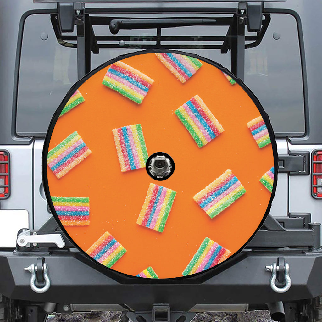 Colorful Gummy Print Tire Cover With Camera Hole