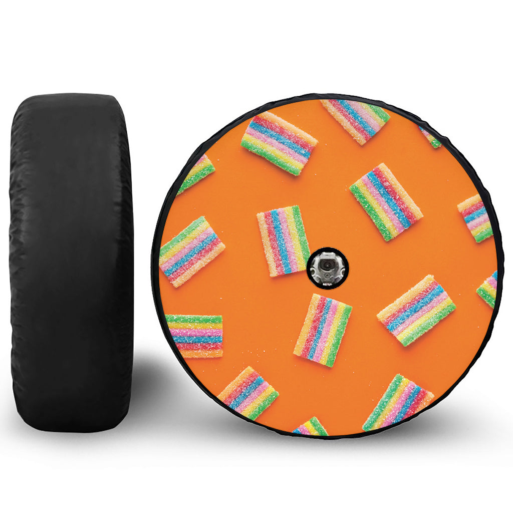 Colorful Gummy Print Tire Cover With Camera Hole