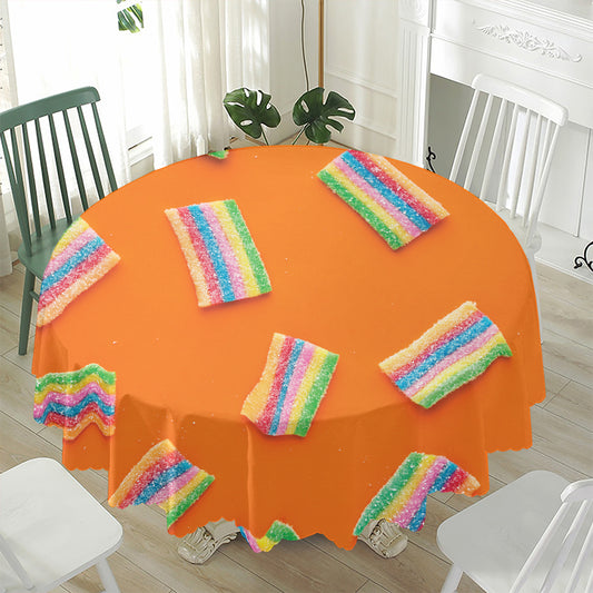 Colorful Gummy Print Waterproof Round Tablecloth