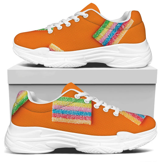 Colorful Gummy Print White Chunky Shoes