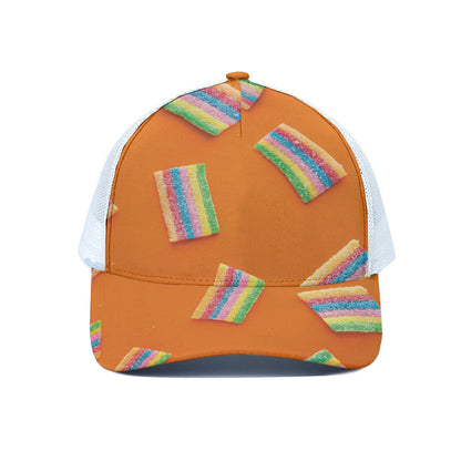 Colorful Gummy Print White Mesh Trucker Cap