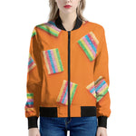 Colorful Gummy Print Women's Bomber Jacket
