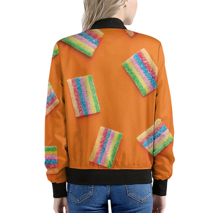 Colorful Gummy Print Women's Bomber Jacket