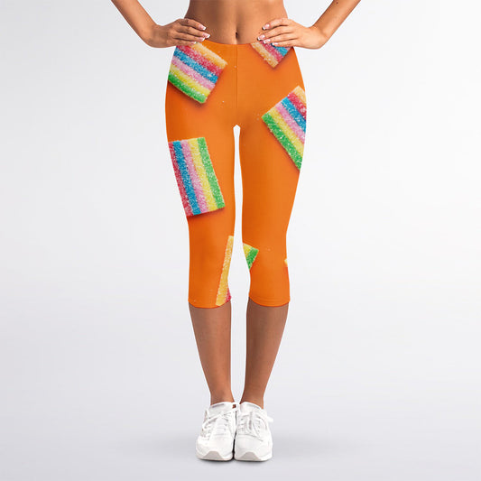 Colorful Gummy Print Women's Capri Leggings