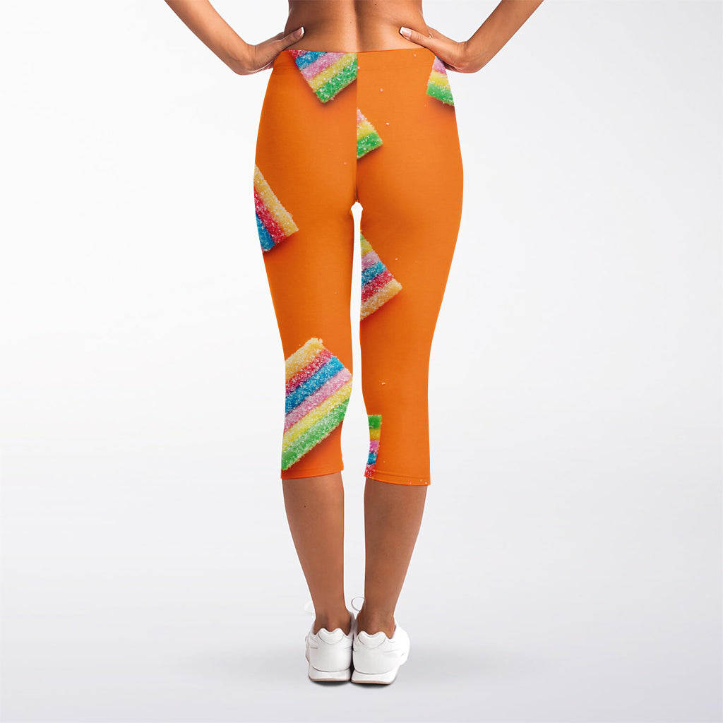 Colorful Gummy Print Women's Capri Leggings