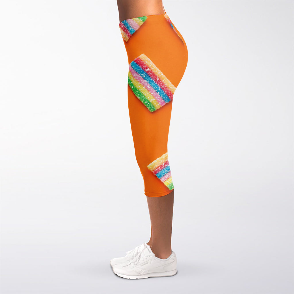Colorful Gummy Print Women's Capri Leggings