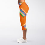 Colorful Gummy Print Women's Capri Leggings