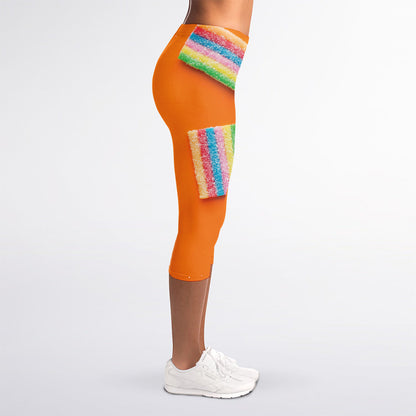 Colorful Gummy Print Women's Capri Leggings