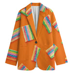 Colorful Gummy Print Women's Cotton Blazer