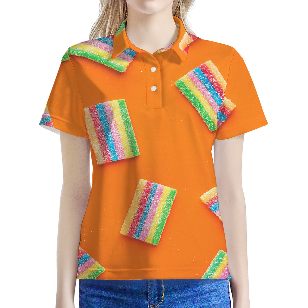 Colorful Gummy Print Women's Polo Shirt