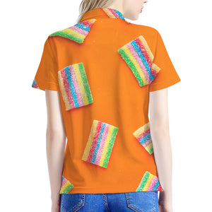 Colorful Gummy Print Women's Polo Shirt