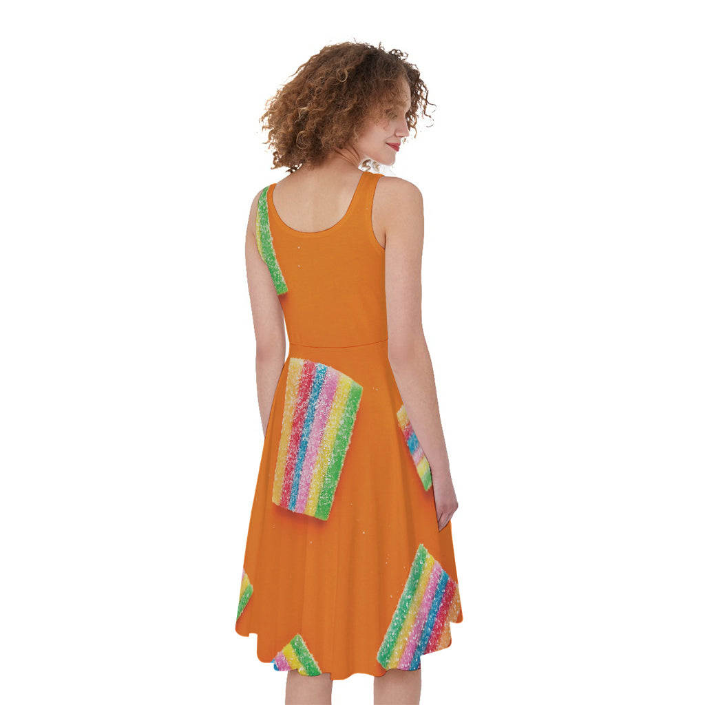 Colorful Gummy Print Women's Sleeveless Dress