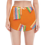 Colorful Gummy Print Women's Split Running Shorts
