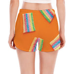 Colorful Gummy Print Women's Split Running Shorts