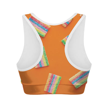 Colorful Gummy Print Women's Sports Bra