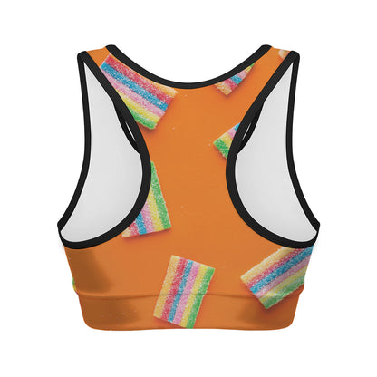 Colorful Gummy Print Women's Sports Bra