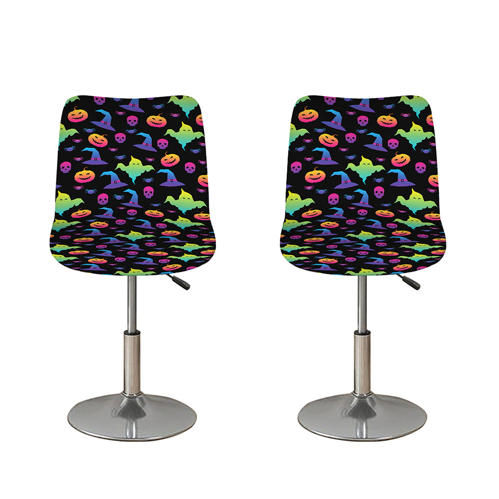 Colorful Halloween Party Pattern Print Bar Stool Covers