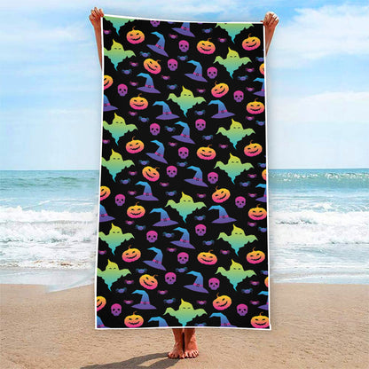 Colorful Halloween Party Pattern Print Beach Towel