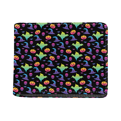 Colorful Halloween Party Pattern Print Bifold Wallet