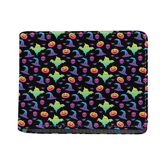 Colorful Halloween Party Pattern Print Bifold Wallet
