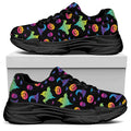 Colorful Halloween Party Pattern Print Black Chunky Shoes